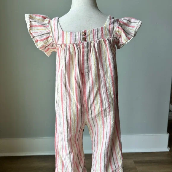 Old Navy Pink and White Striped Jumpsuit size 2T - Picture 5 of 12